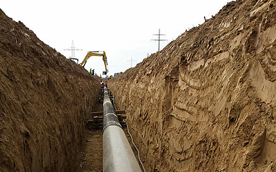 Excavation of the Isarschiene pipeline in 2015
